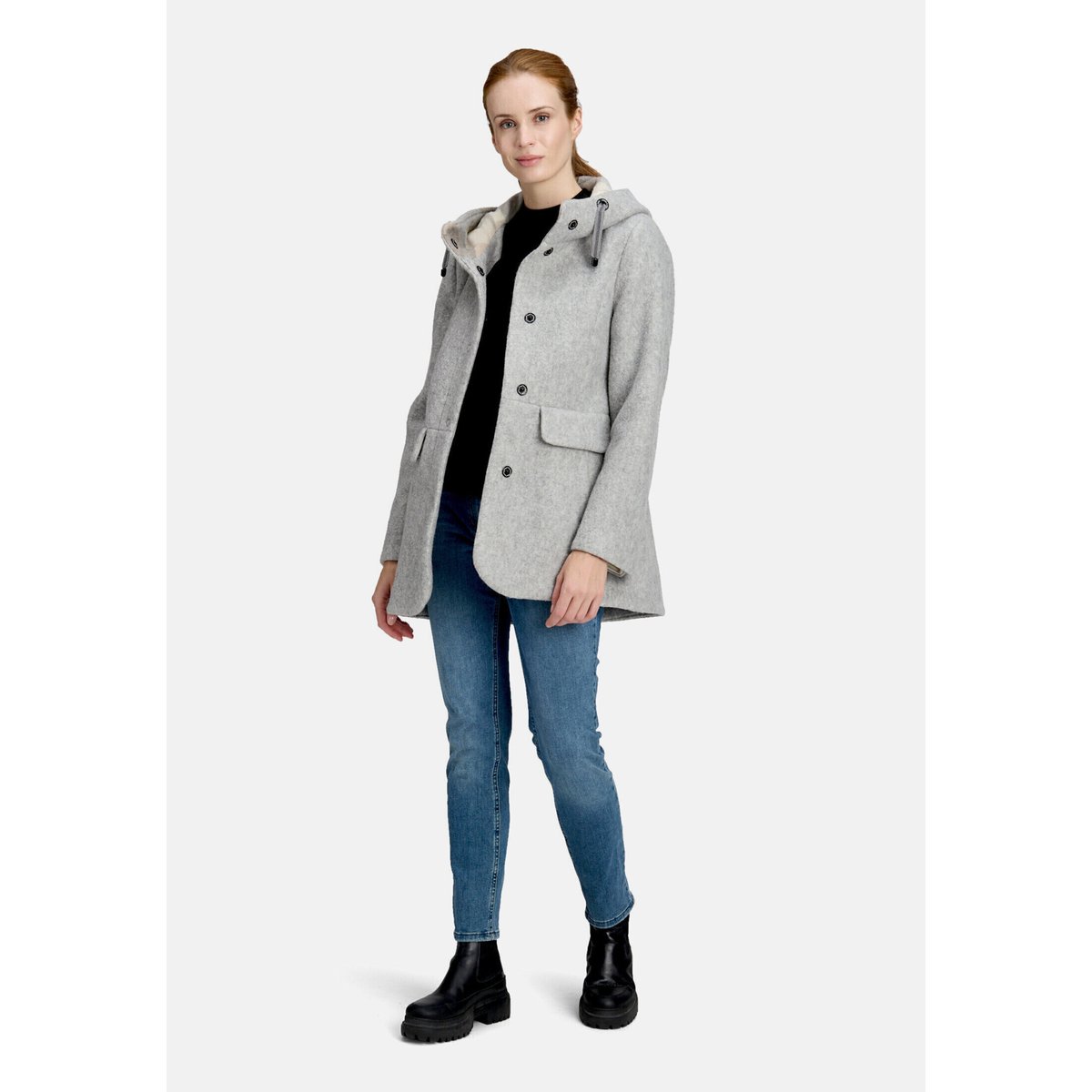 Veste d'hiver à capuche gris clair, AMBER & JUNE