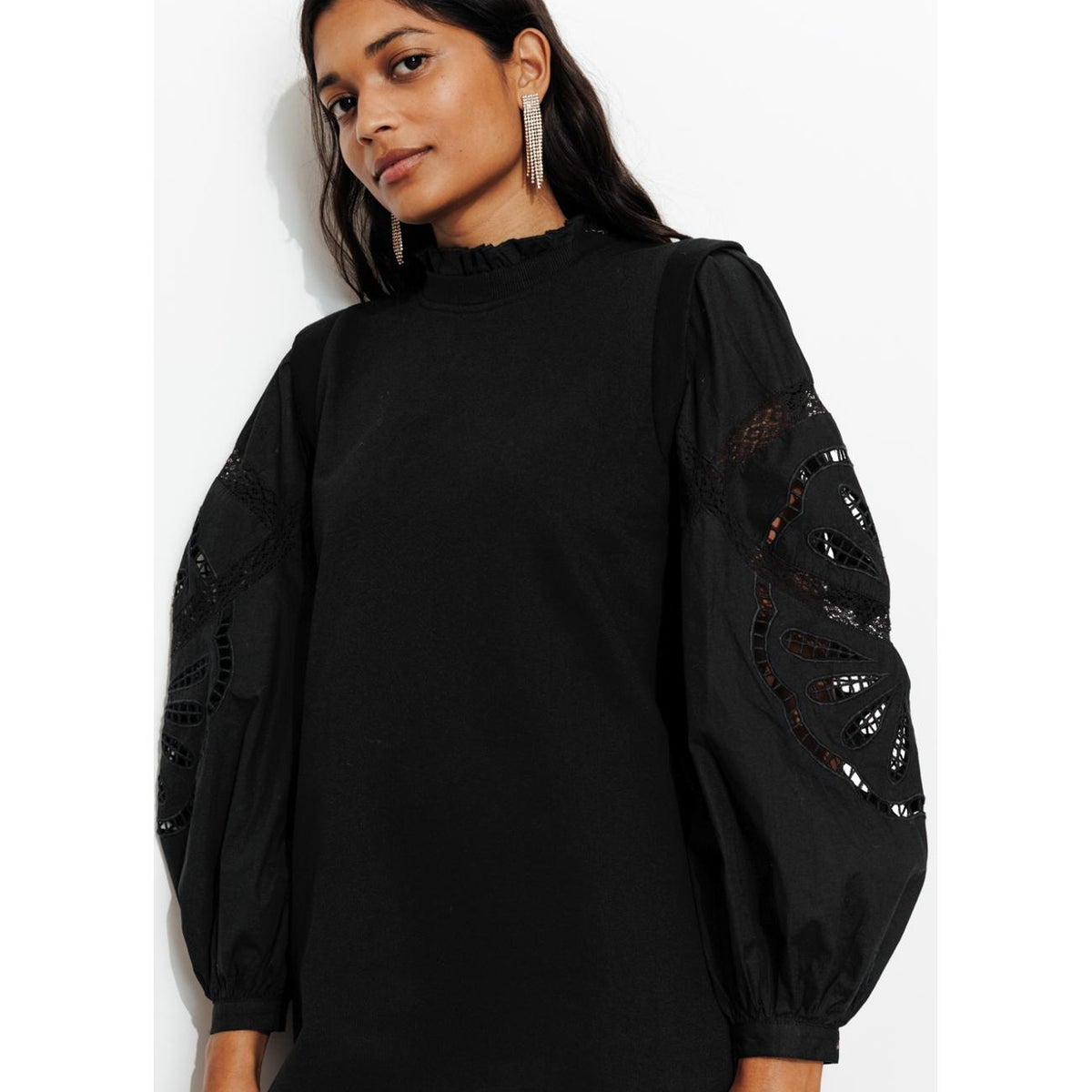 Robe sweat effet superposé noir, PROMOD