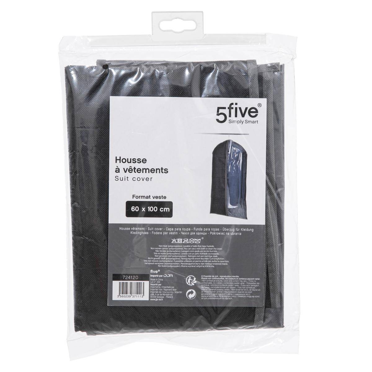 Housse de protection pour vêtements DRESSY noir, 5FIVE SIMPLY SMART