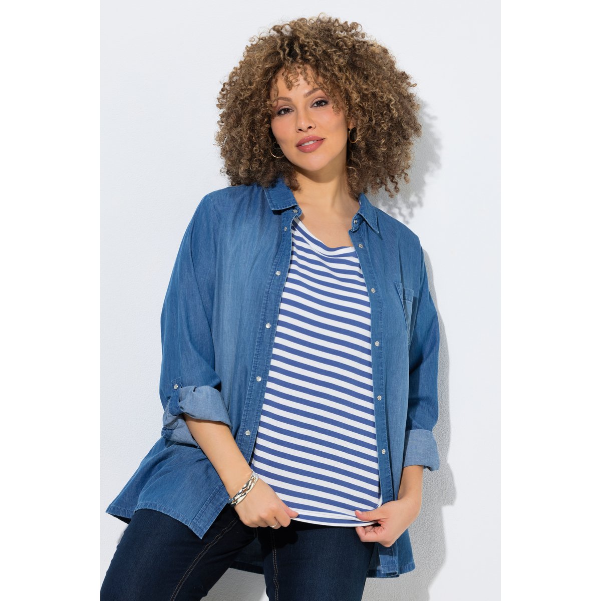 Chemisier en jean, col chemise bleu jean, ULLA POPKEN