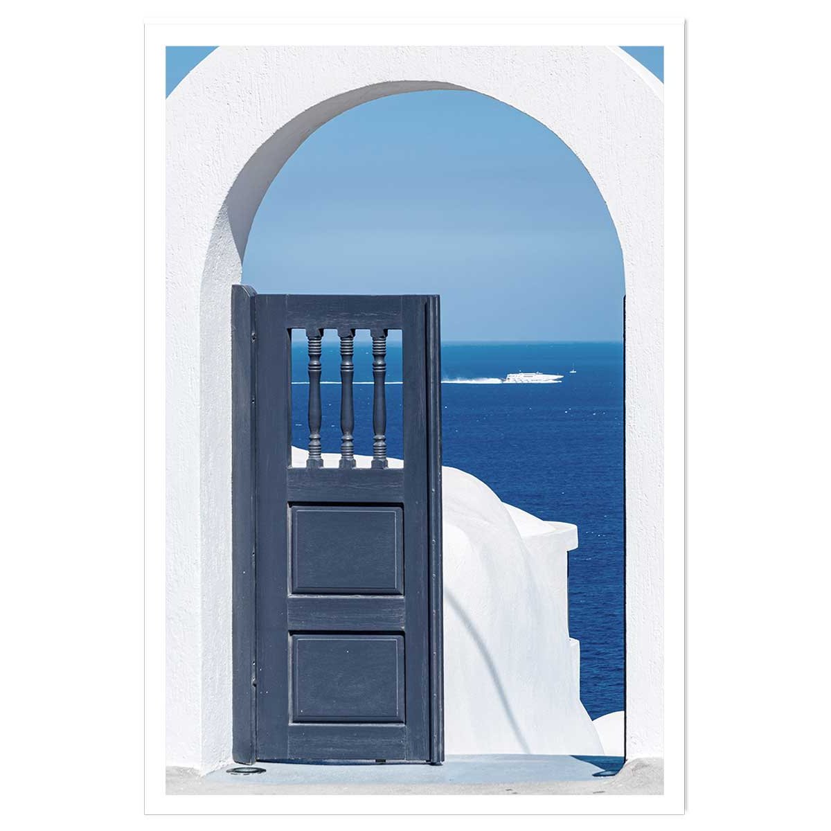 Poster porte bleue oia affiche seule, HEXOA