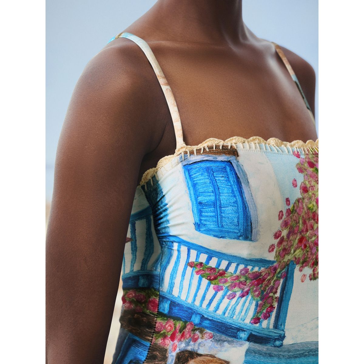 Maillot de bain bandeau à bord au crochet estampe panoramique de benjamin macgregor, NEXT