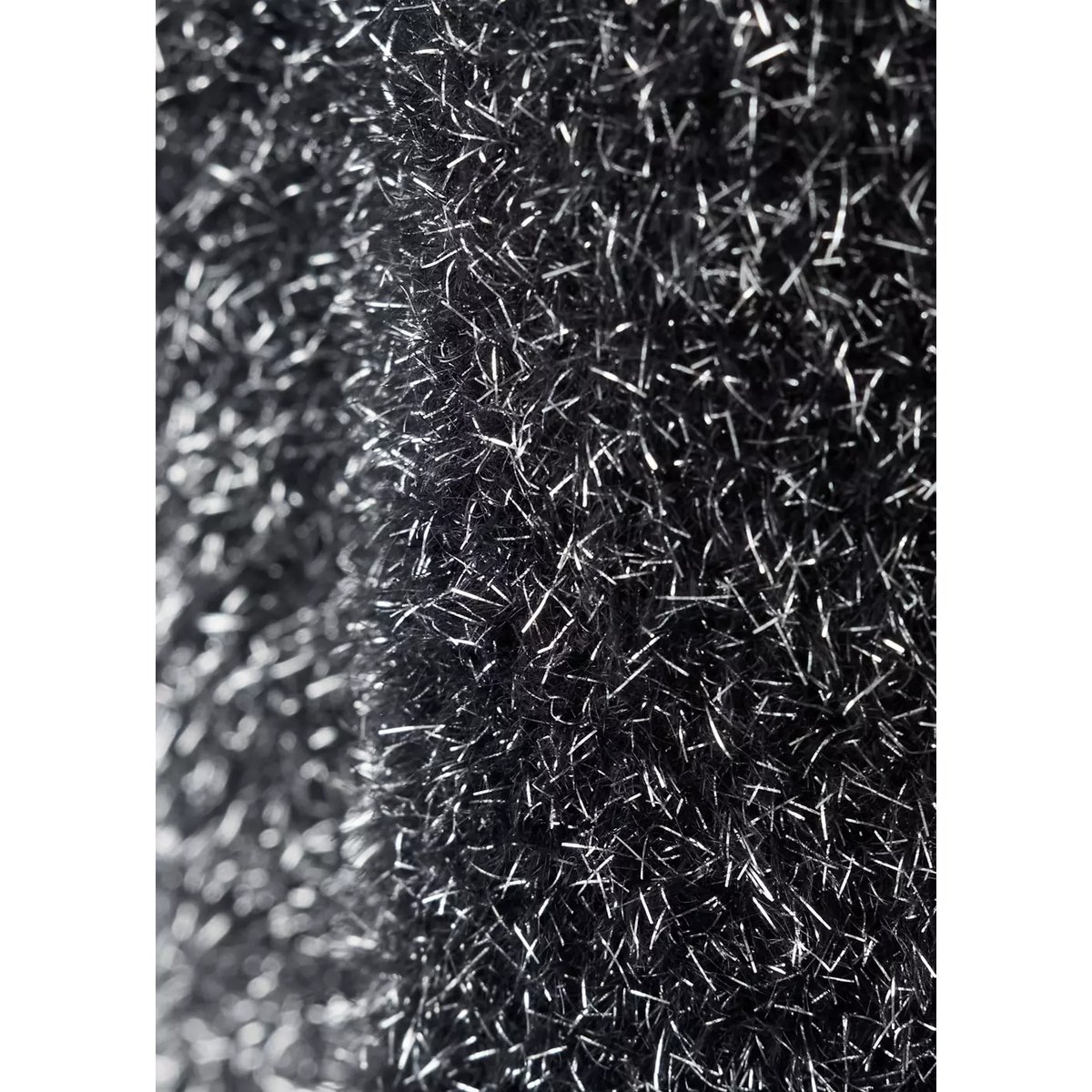 Pull en fil textile à manches courtes noir, MANGO