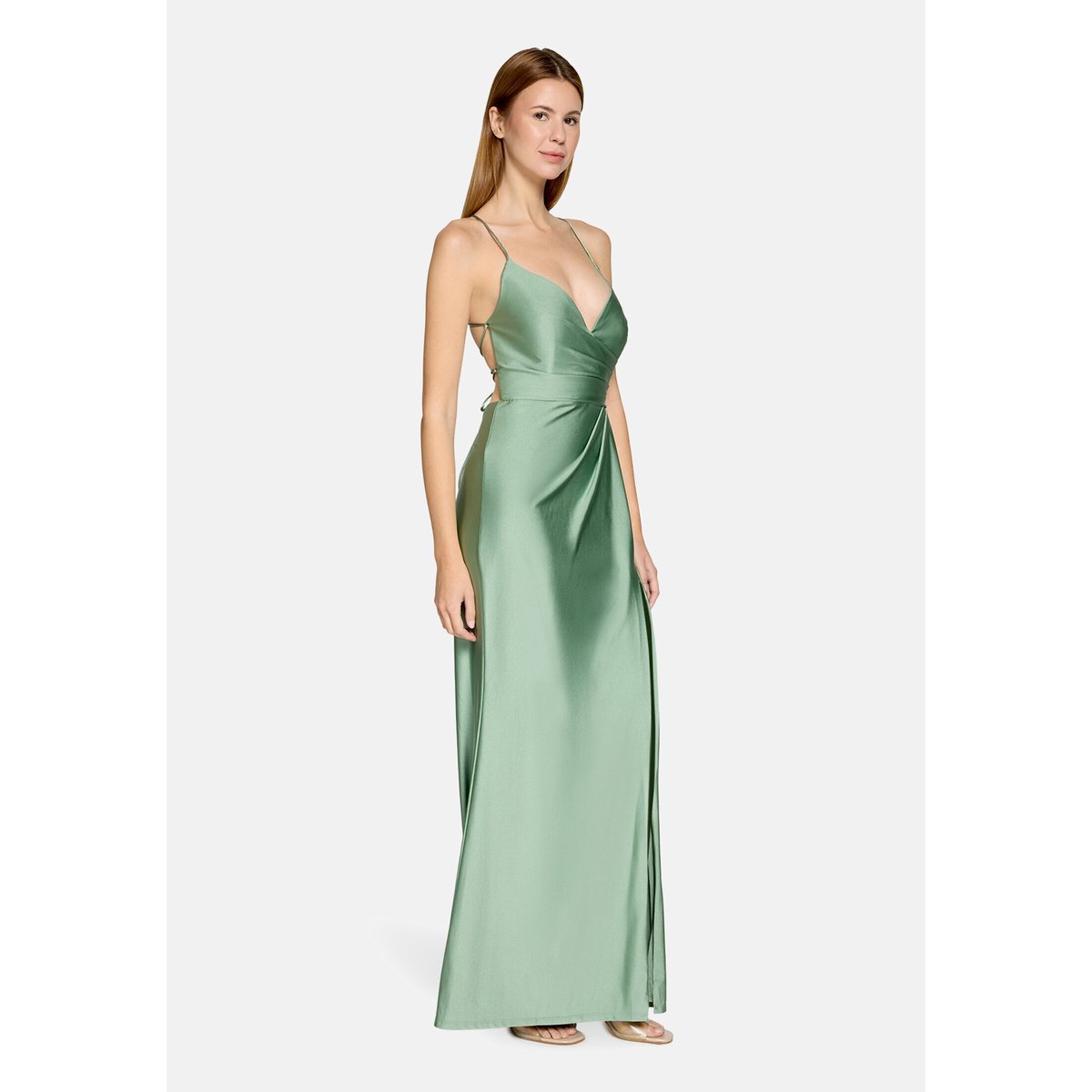 Robe de soirée dos-nu foggy green, VERA MONT