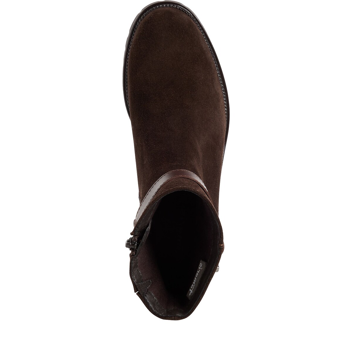 Bottines en cuir suède marron foncé, TAMARIS