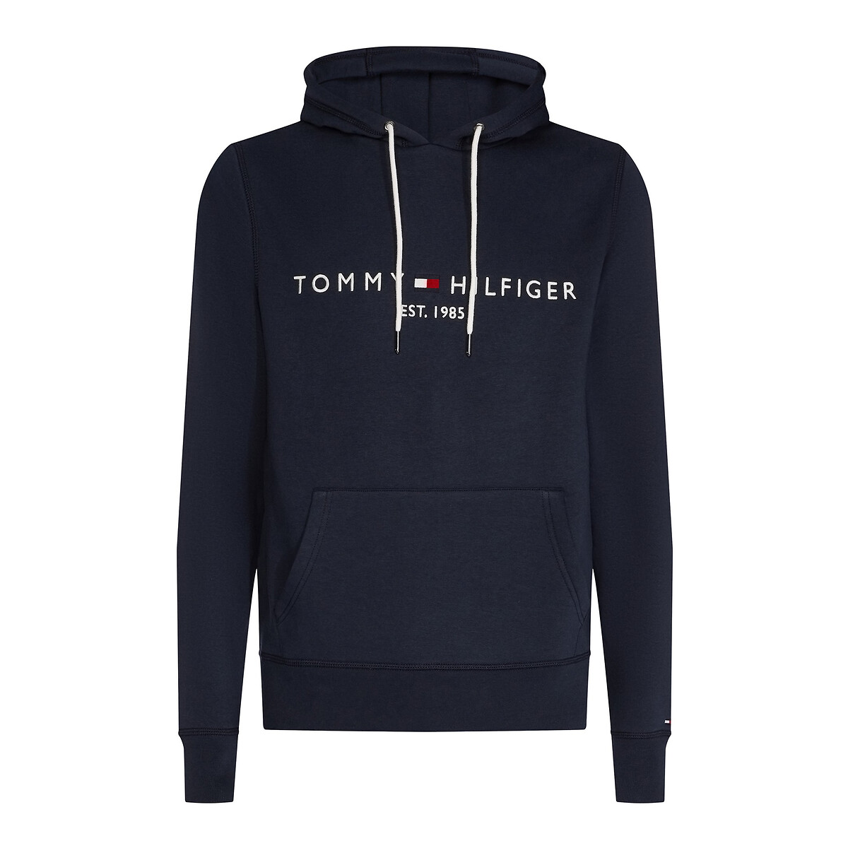 Sweat à capuche à logo en molleton flex bleu marine, TOMMY HILFIGER
