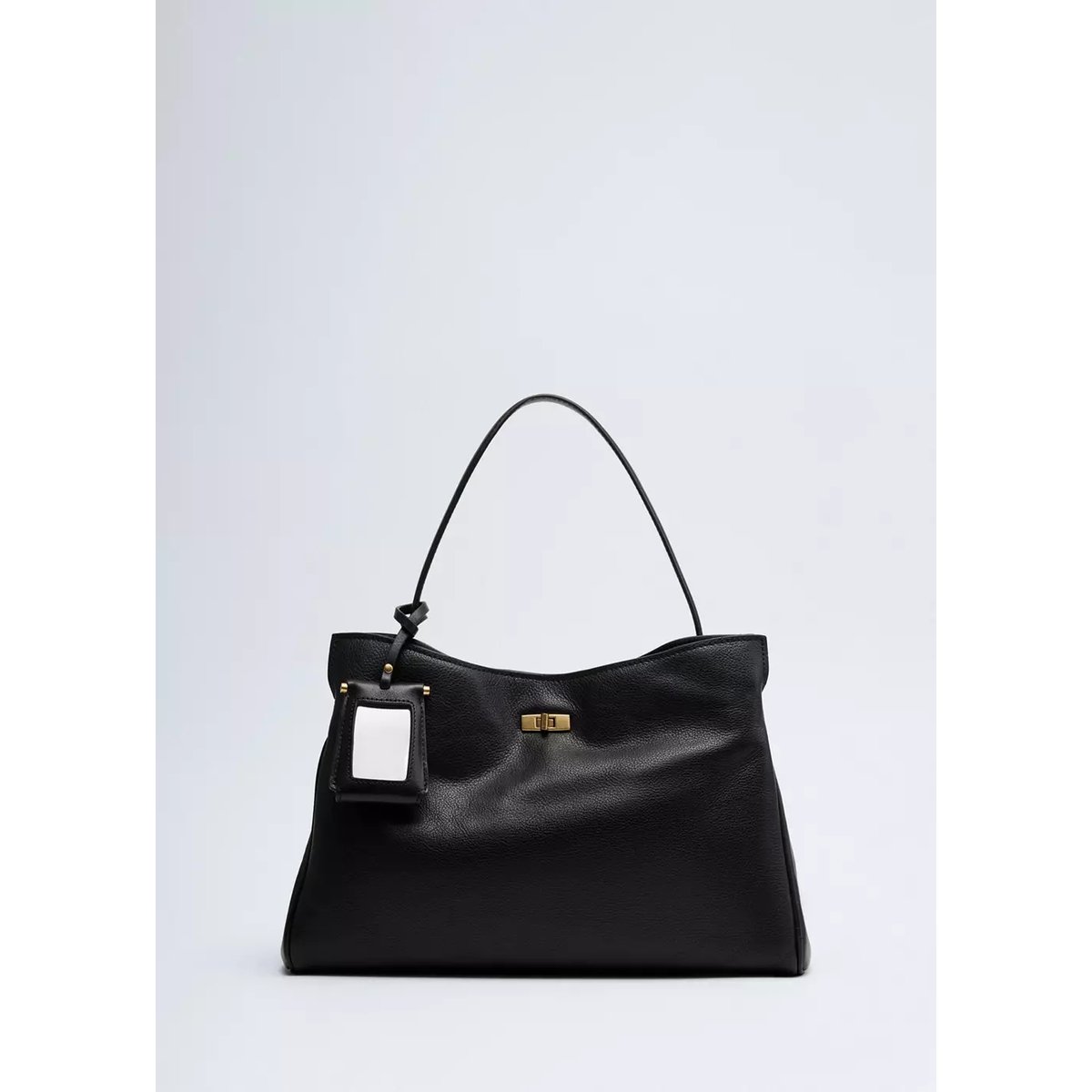 Sac à bandoulière en cuir avec breloque miroir noir, MANGO