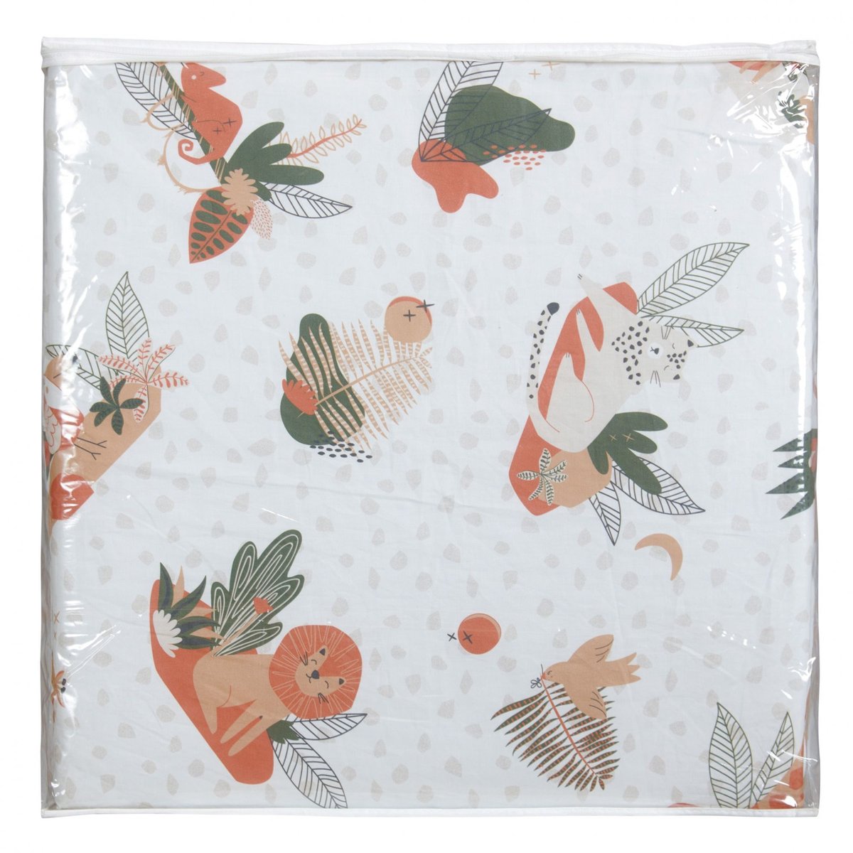 Maxi tapis malin Amazonie orange, vert, blanc, TINEO