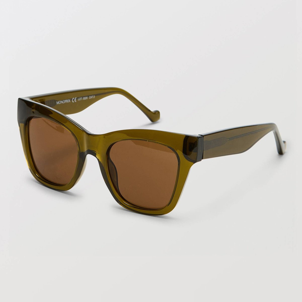 Lunettes de soleil oversize vert melange, MONOPRIX