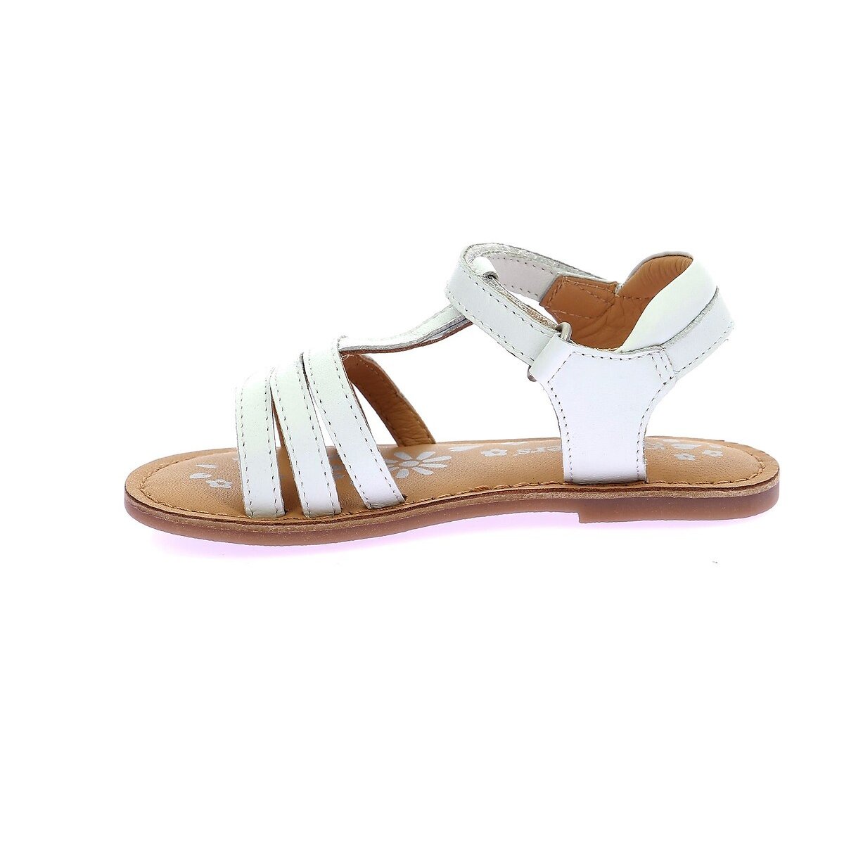 Kids Diamanto Leather Sandals with Touch 'n' Close Fastening white, KICKERS