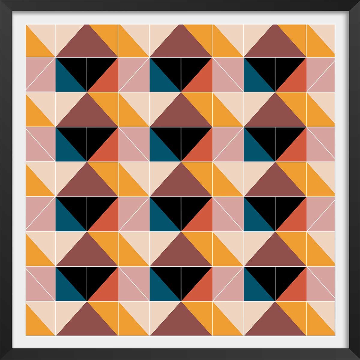 Affiche patchwork scandinave affiche + cadre en bois - noir, HEXOA