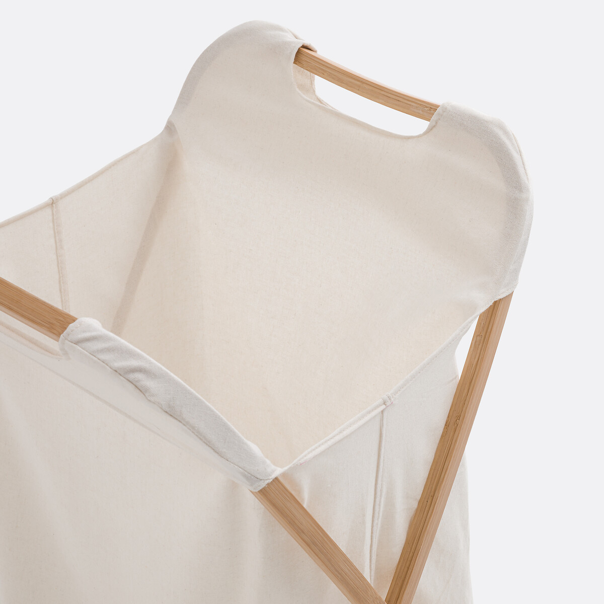 Panier à linge pliable, toile et bambou, Davio blanc/naturel, LA REDOUTE INTERIEURS