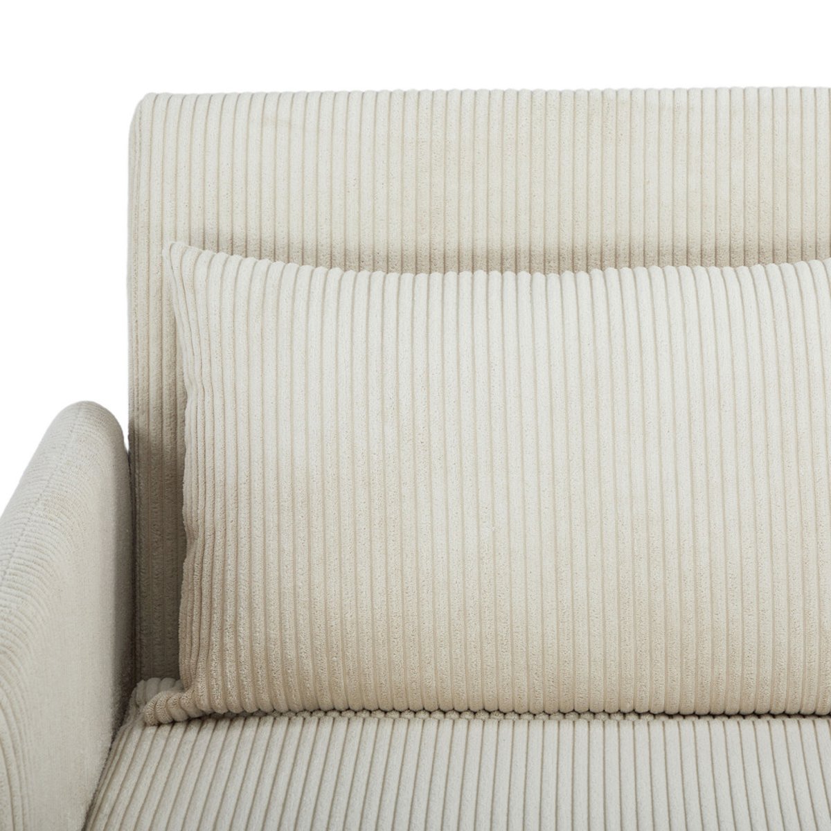 Canapé convertible 2 places en velours côtelé pieds bois clair- BELUSHI beige, DRAWER
