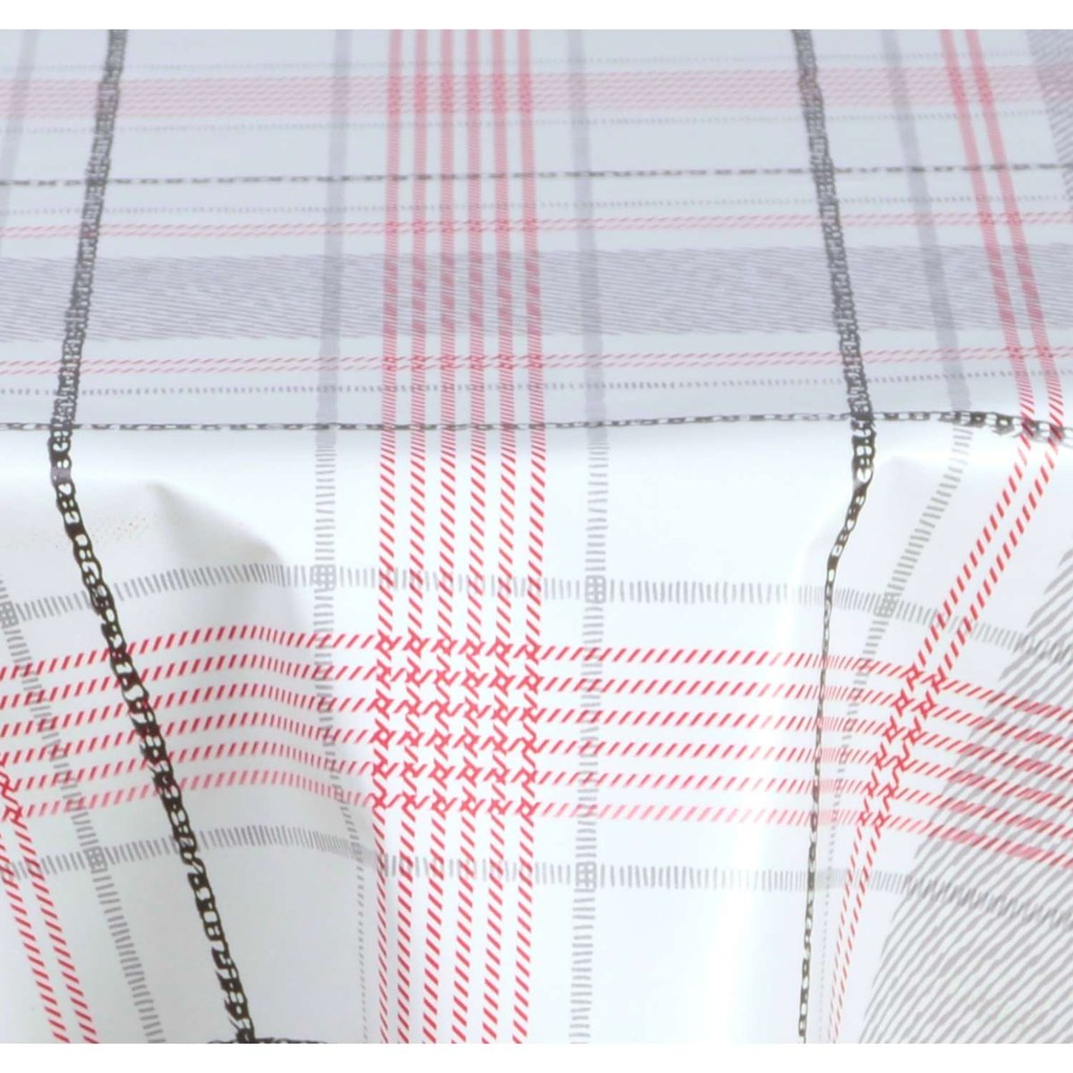 Nappe en toile cirée ronde CARREAU rouge, TOILINUX