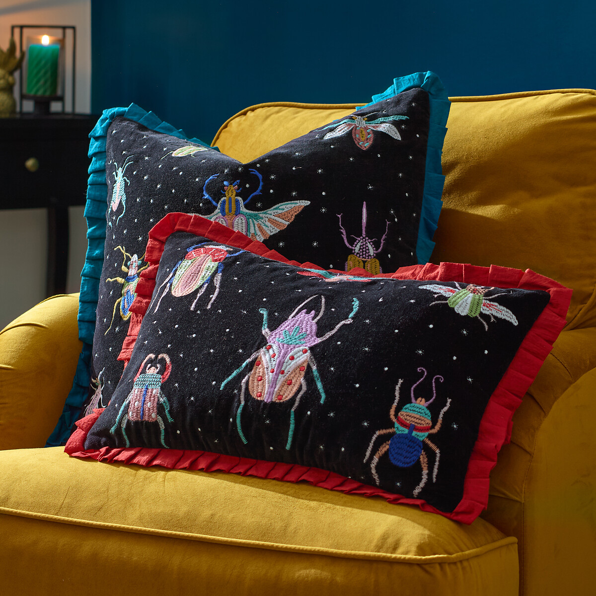 Darklings Beetle Filled Cushion 50x50cm teal, WYLDER NATURE