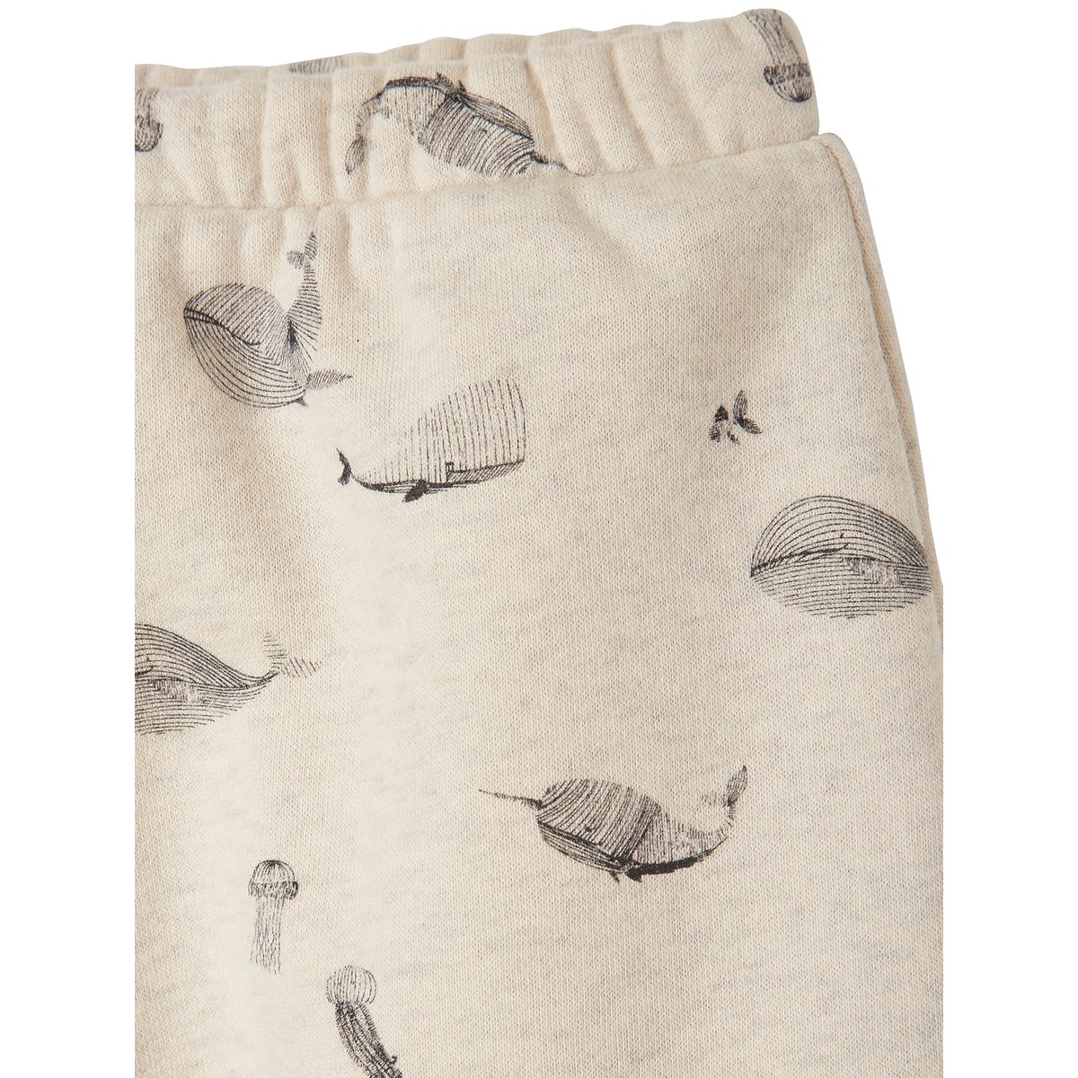 Pantalon naissance en molleton beige chiné aop baleine, VERTBAUDET