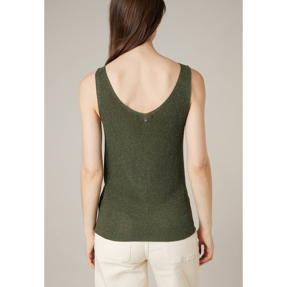 Débardeur femme en maille fantisie  SHINE khaki, DEELUXE