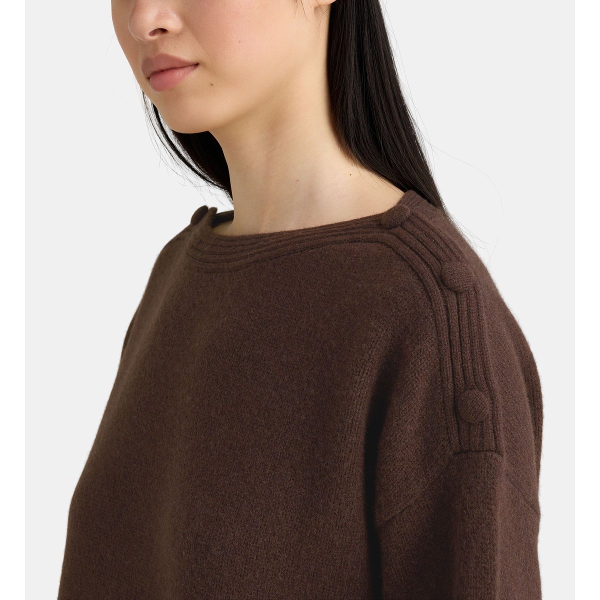 Robe pull courte droite oprince laine marron chocolat, JODHPUR