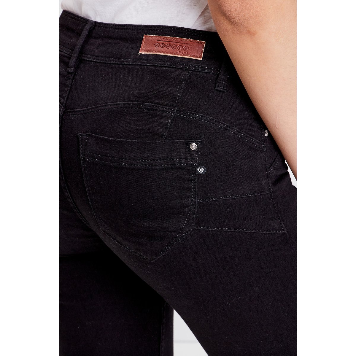 Jeans skinny push up 7/8ème denim noir, BONOBO