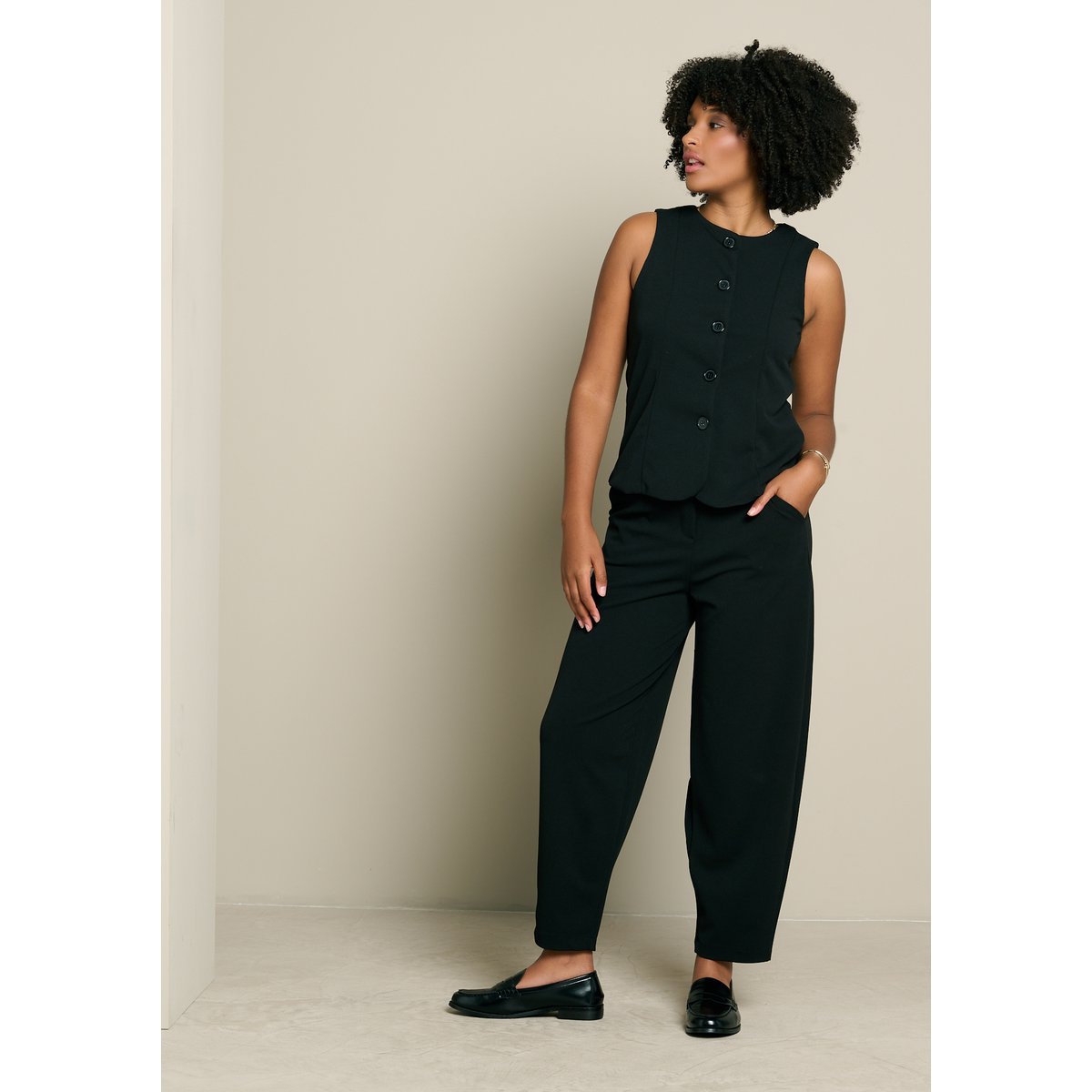 Pantalon barrel scuba noir, LOLALIZA