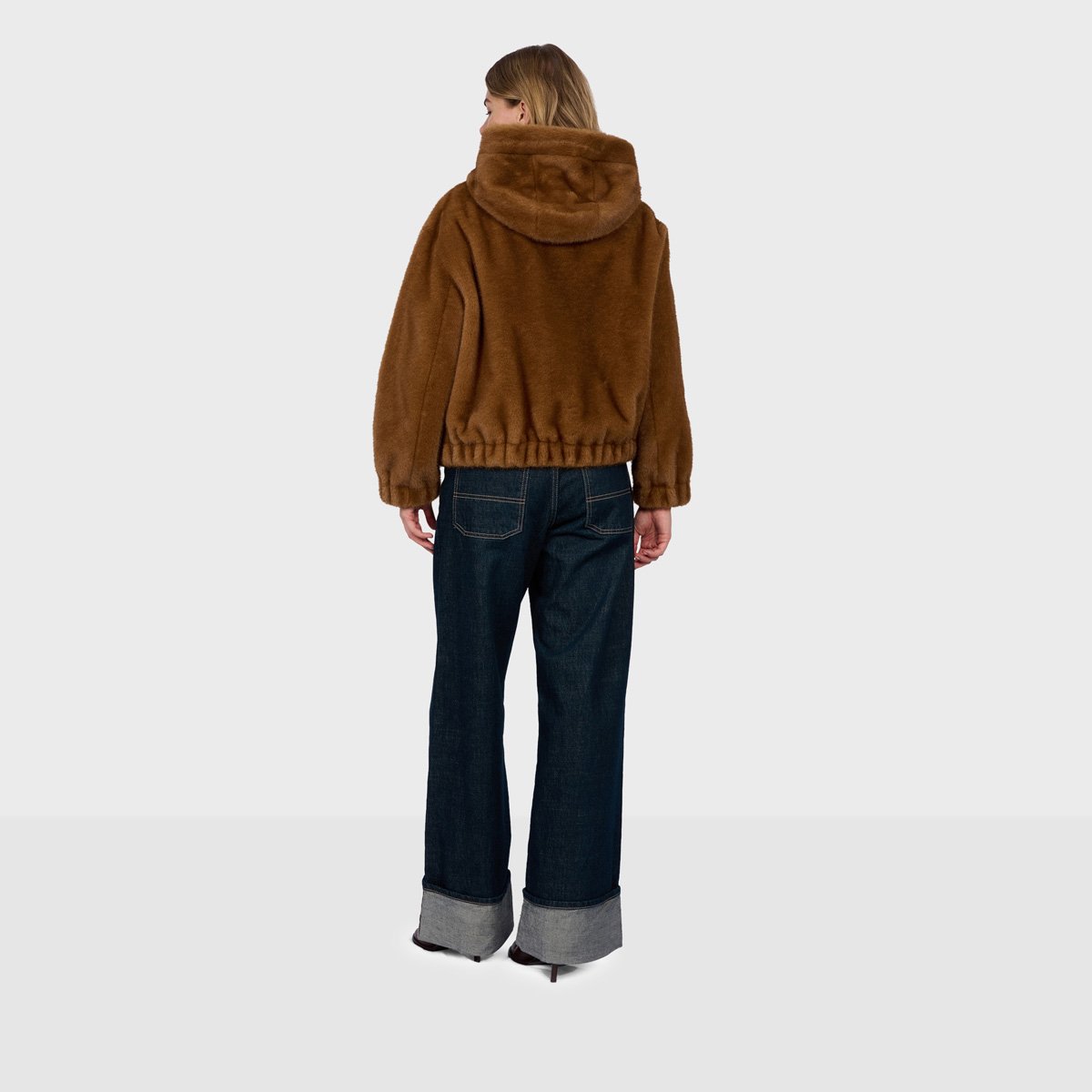 Blouson bomber zippé à capuche LISE fauve, OAKWOOD