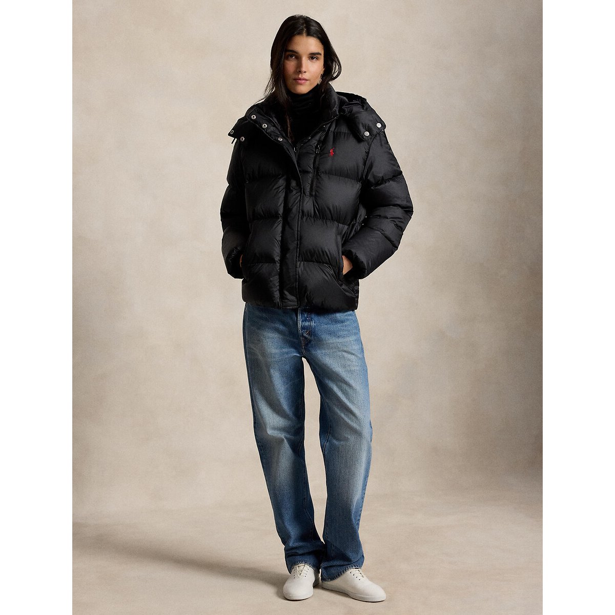 Doudoune courte à capuche noir, POLO RALPH LAUREN