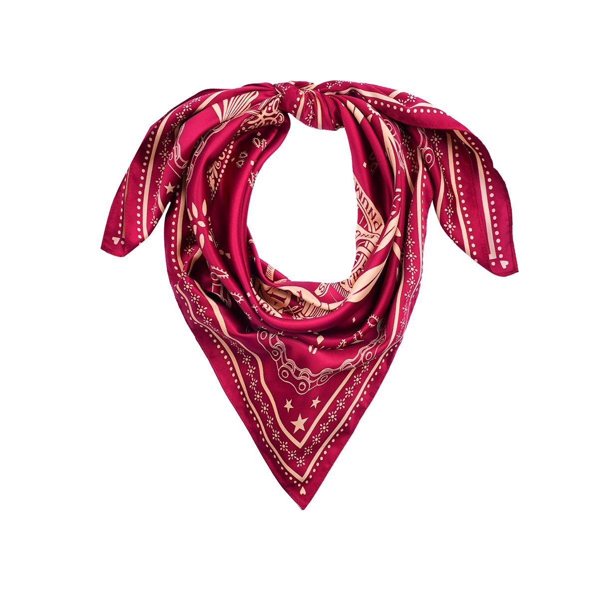 Fooulard medium à motifs BANDANA bordeaux, WILD