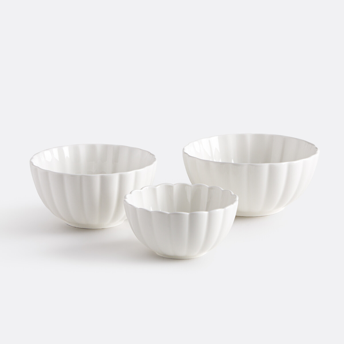 Set aus 3 Gigogneschalen, Porzellan, YLAN weiss, LA REDOUTE INTERIEURS