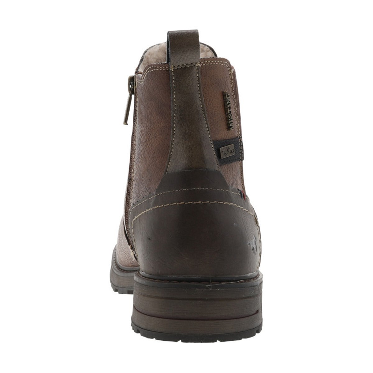 Boots noires à soufflet élastiqué avec une languette d'aisance café, MUSTANG