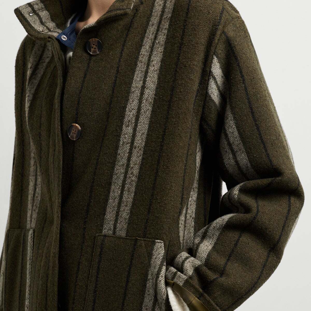 Manteau Long À Rayures vert kaki, PEPE JEANS