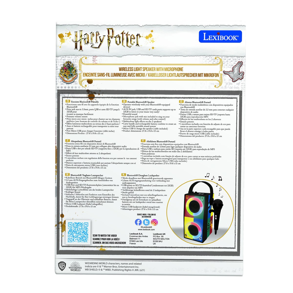 Enceinte Bluetooth® portable Harry Potter noir, LEXIBOOK