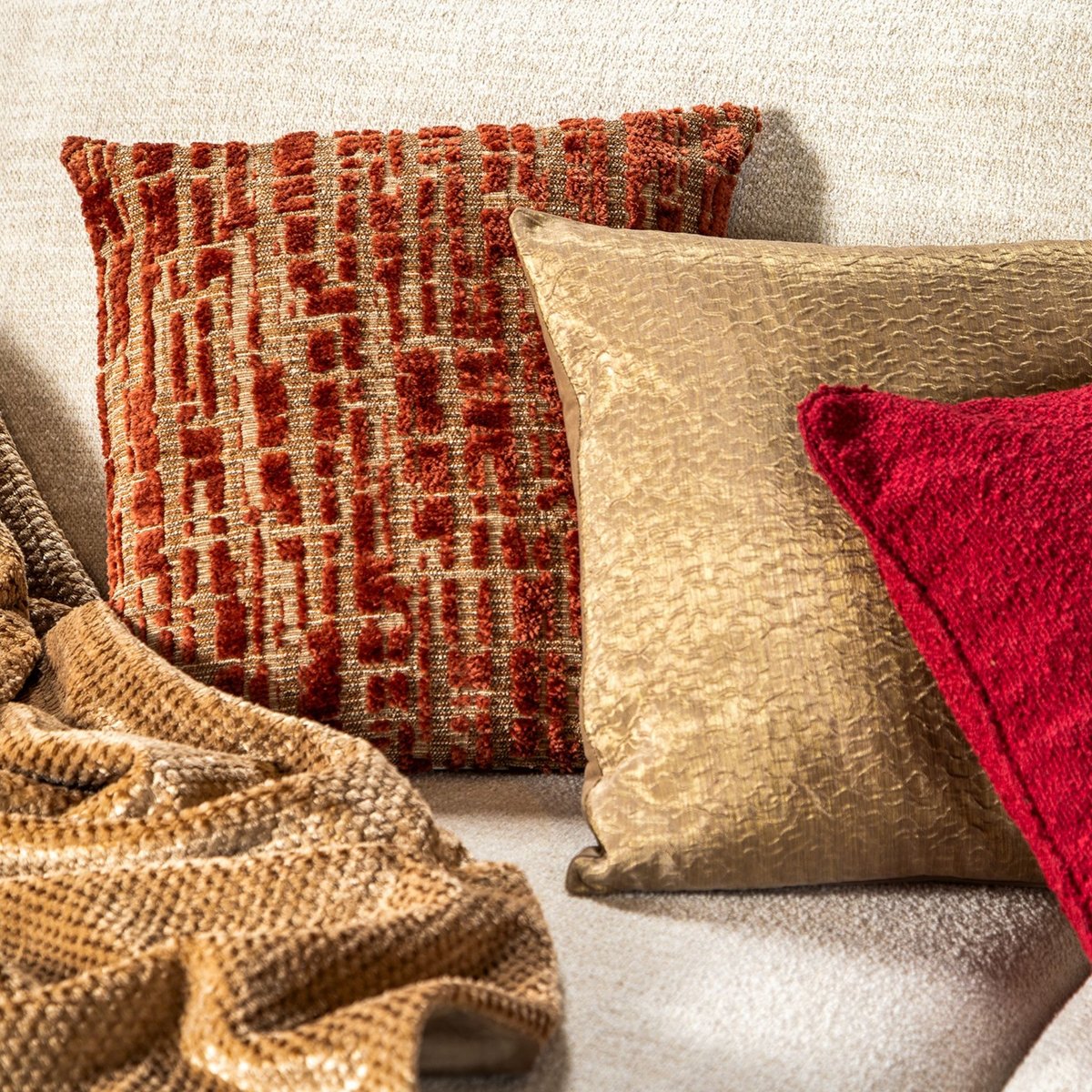 Coussin Jada geel bruin, DUTCH DECOR