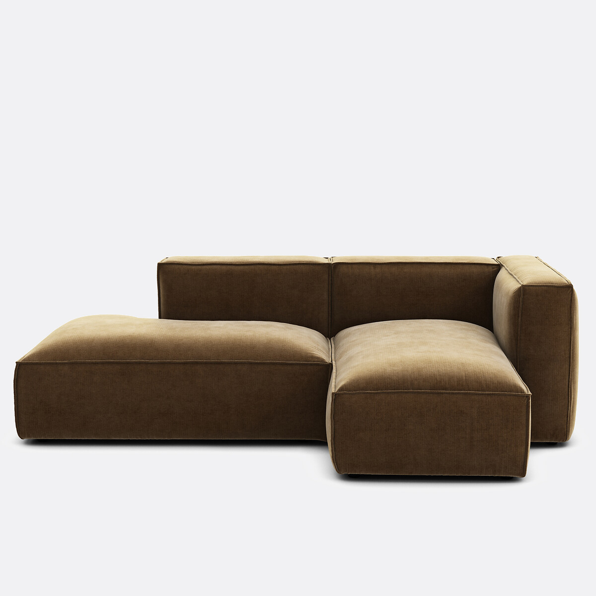Elément récamière gauche pour canapé modulable, en velours côtelé vintage, SEVEN bronze, LA REDOUTE INTERIEURS