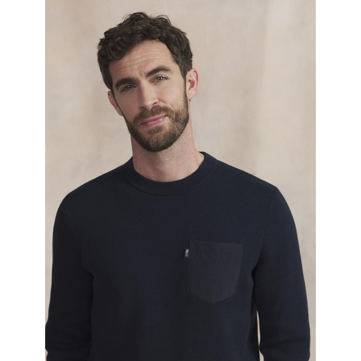 Pull encolure ronde AURENRON marine, TBS