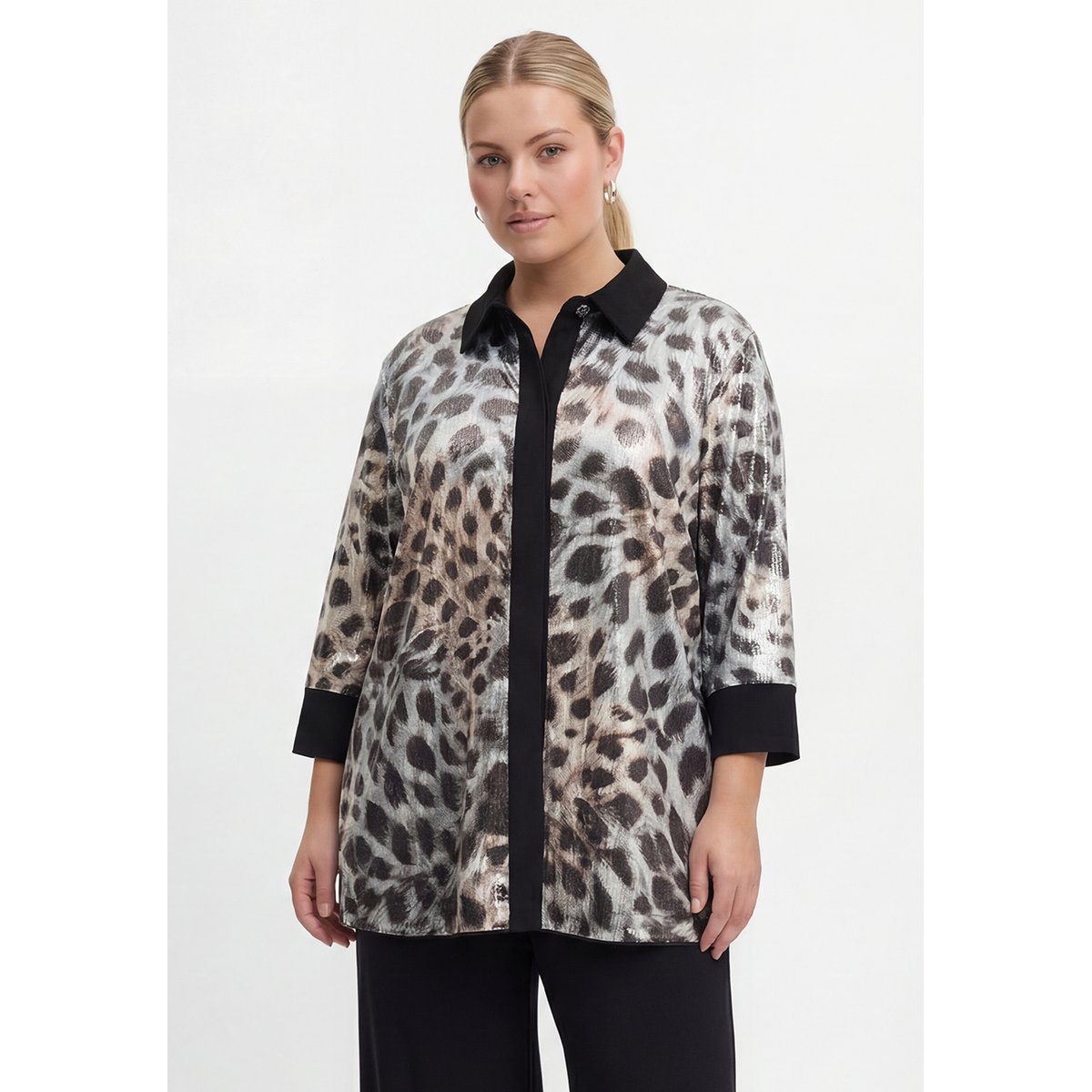 Chemise ornementée de sequins / à sequins noir, YOEK