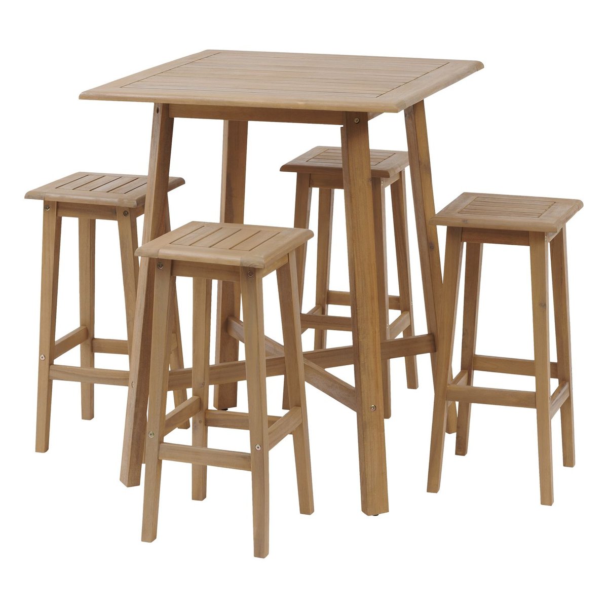 Table de jardin haute en acacia 4 places TIWI beige, HESPERIDE