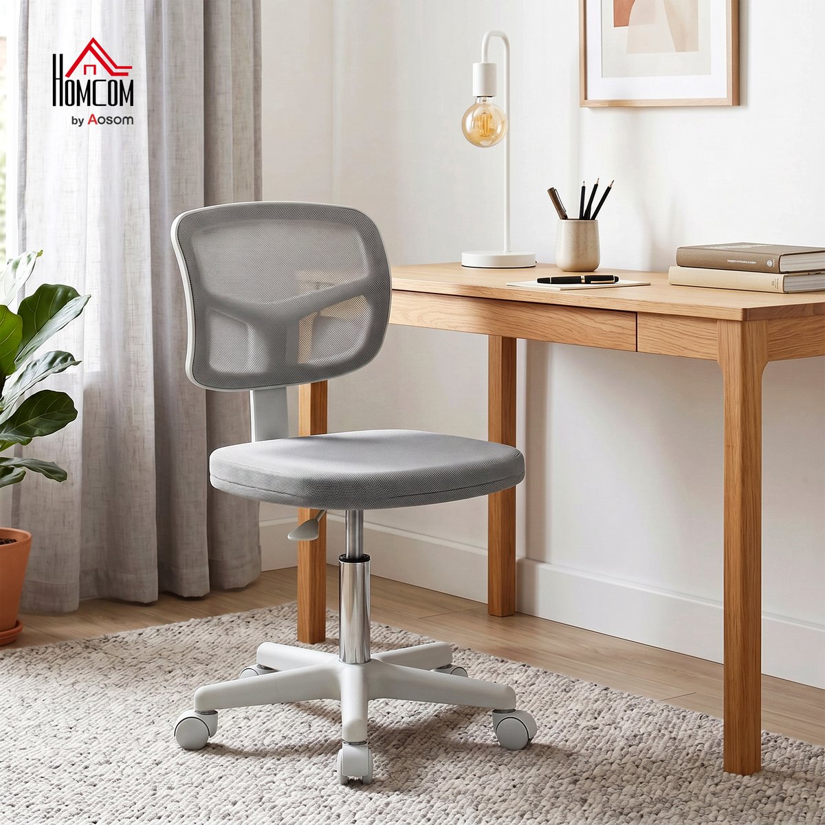 Chaise de bureau Tissu en maille Gris gris, HOMCOM