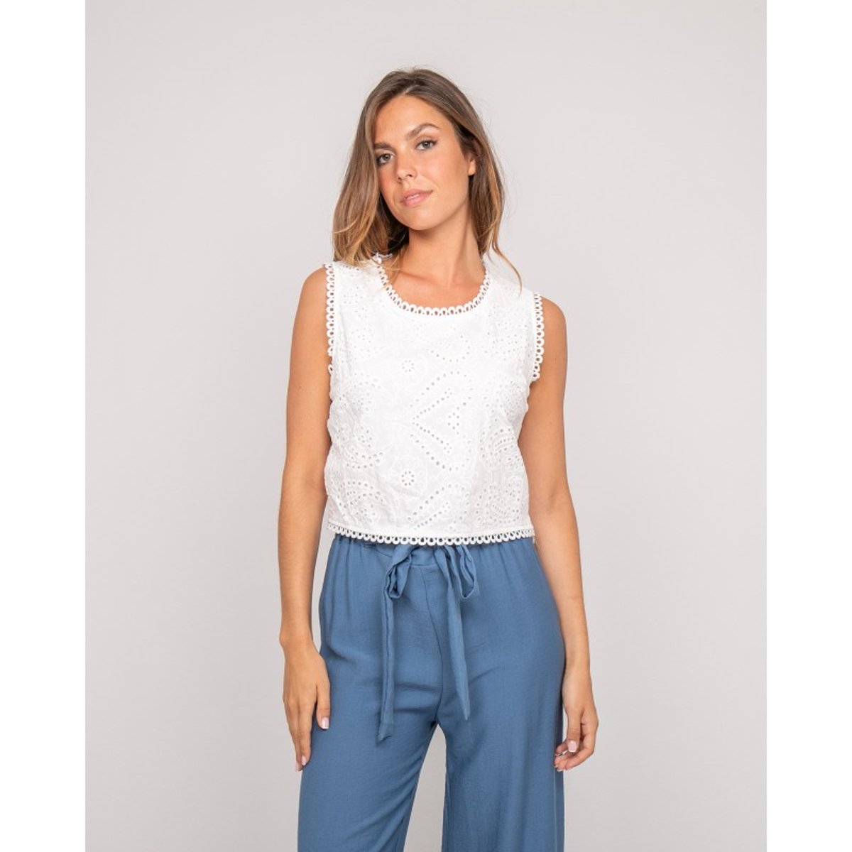 Top Dentelle Fagate blanc, DONA LISA
