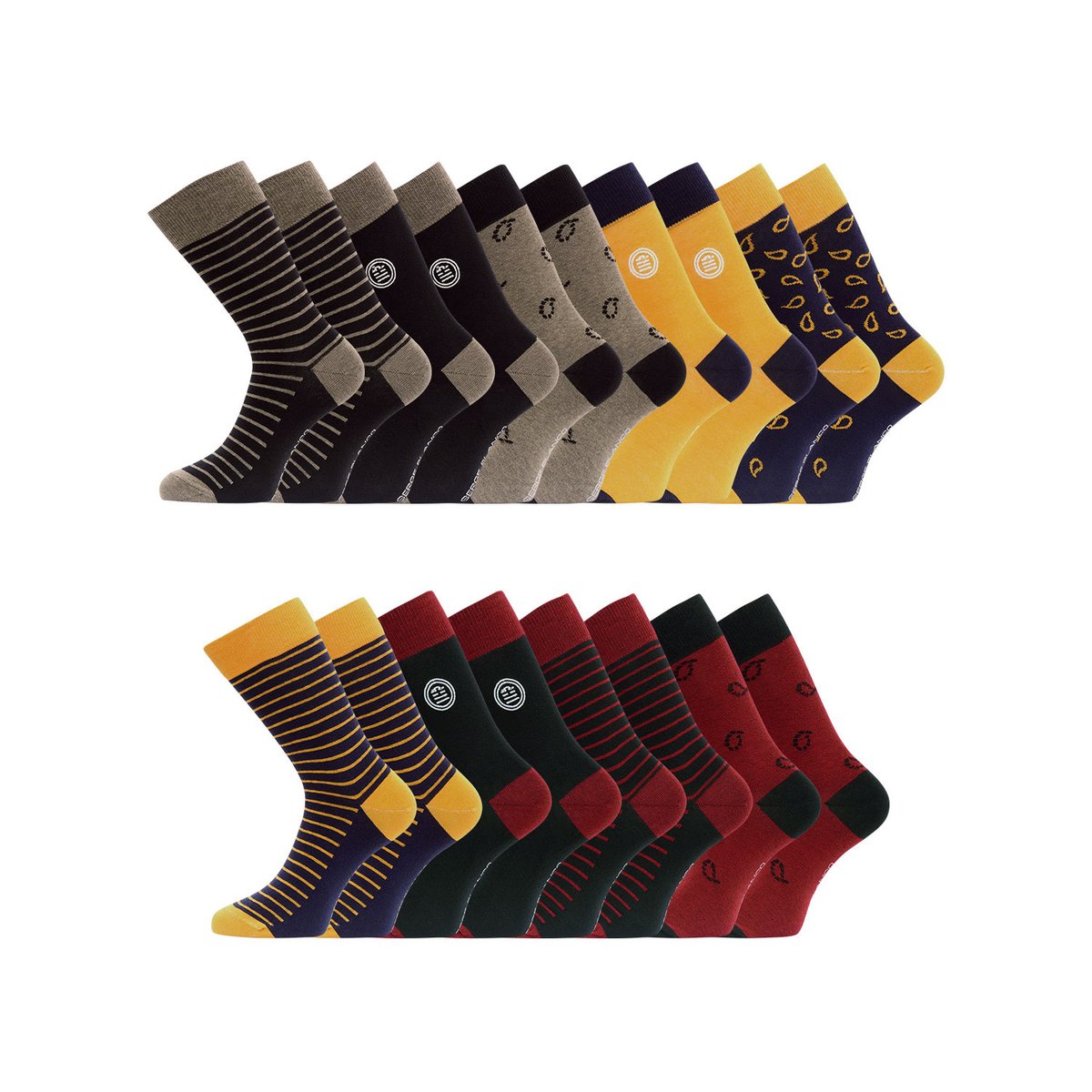 Lot De 9 Chaussettes Coton Peigné jaune/bleu/noir/bleu, SERGE BLANCO