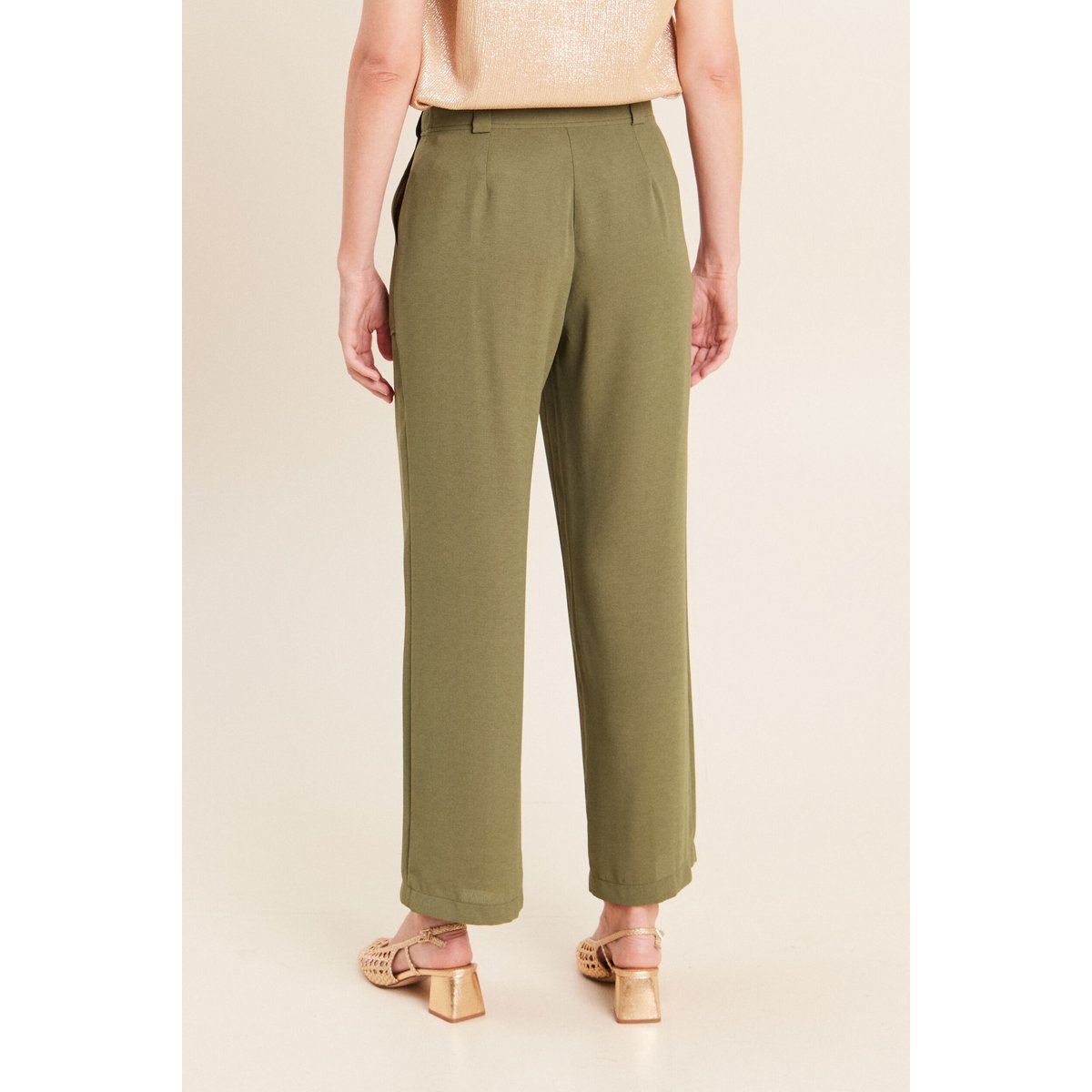Pantalon large 7/8ème taille haute vert kaki, BREAL