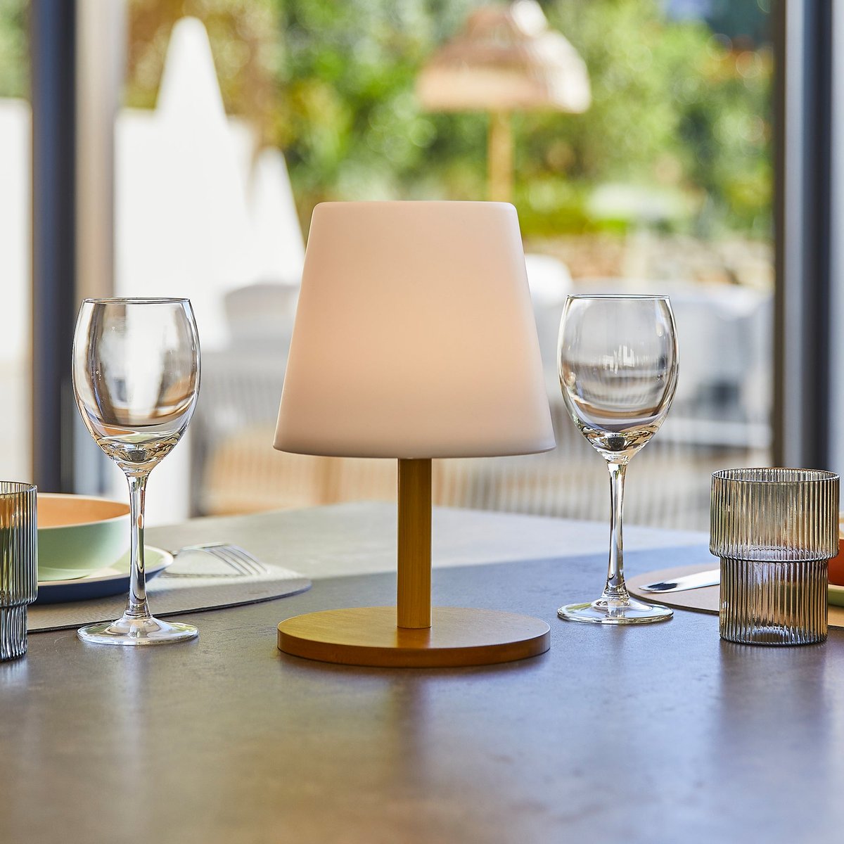 Lampe de table sans fil STANDY MINI bois, LUMISKY
