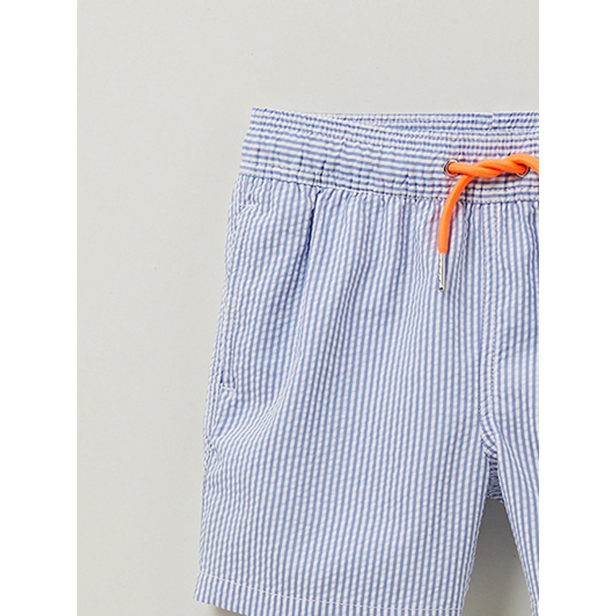 Short de bain en seersucker bleu, CYRILLUS