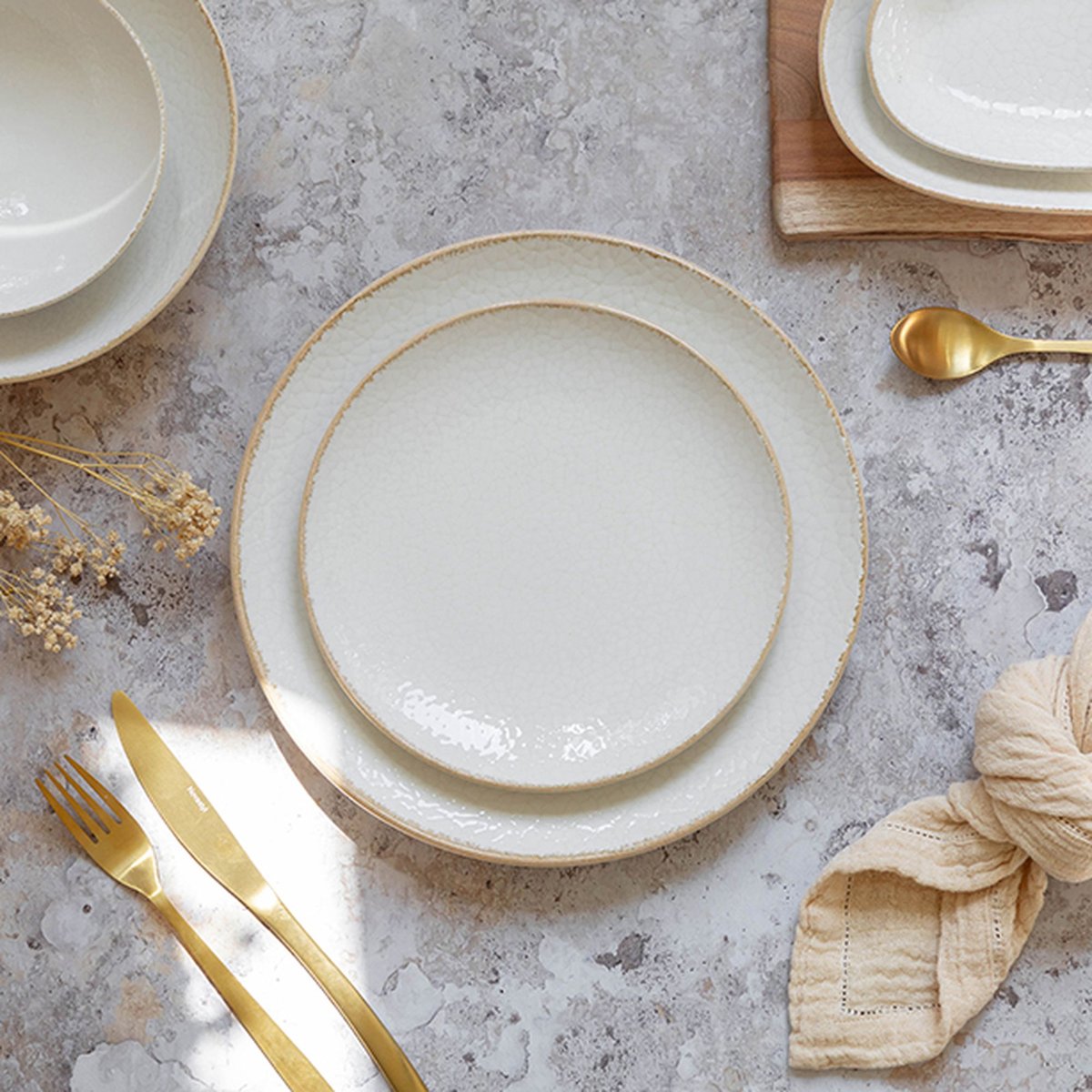 Lot de 6 assiettes desserts en porcelaine 20cm, NUANCE blanc, NOVASTYL