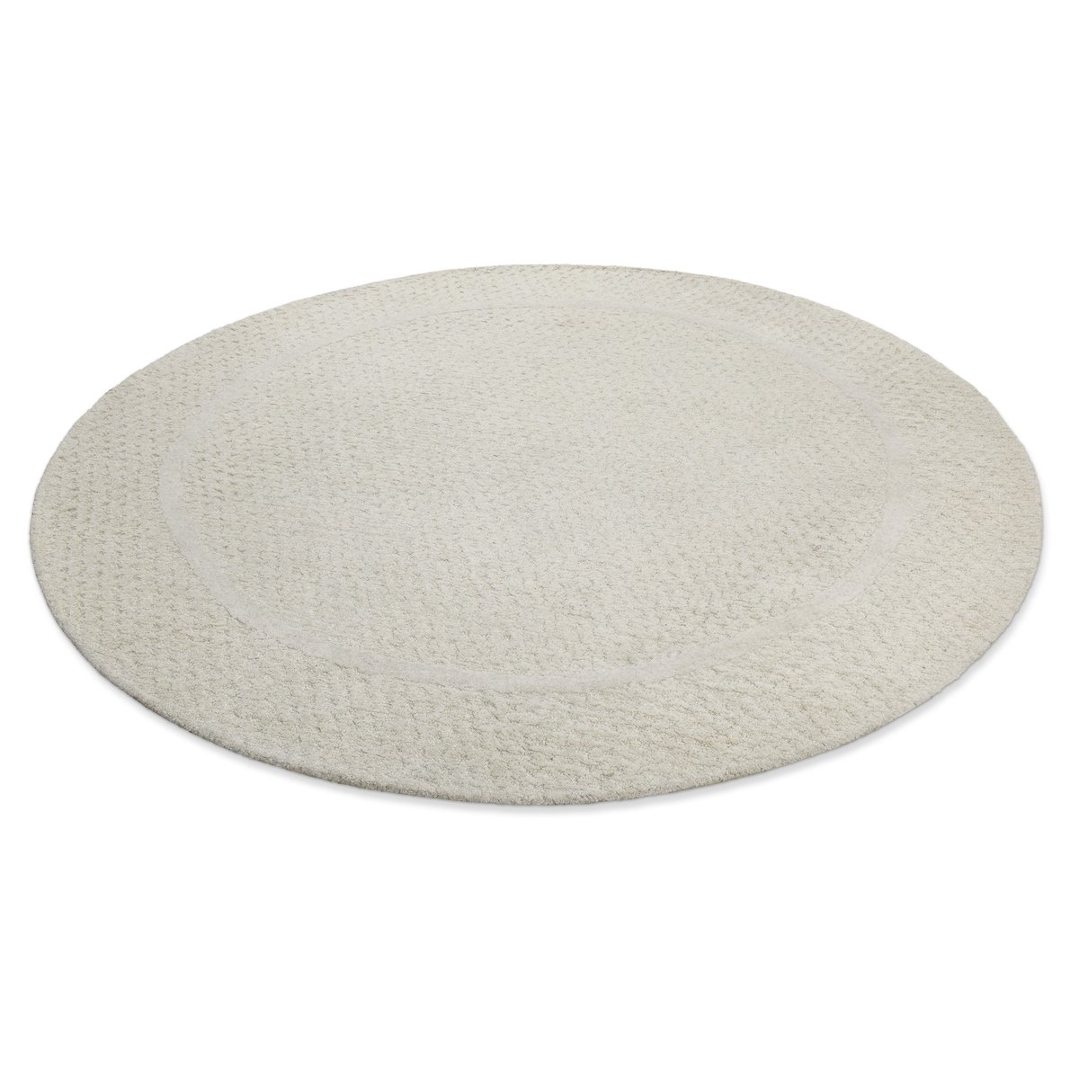 Tapis rond tufté main à relief ,  HAMPTONS THIRTYFIVE blanc crème, WECON HOME