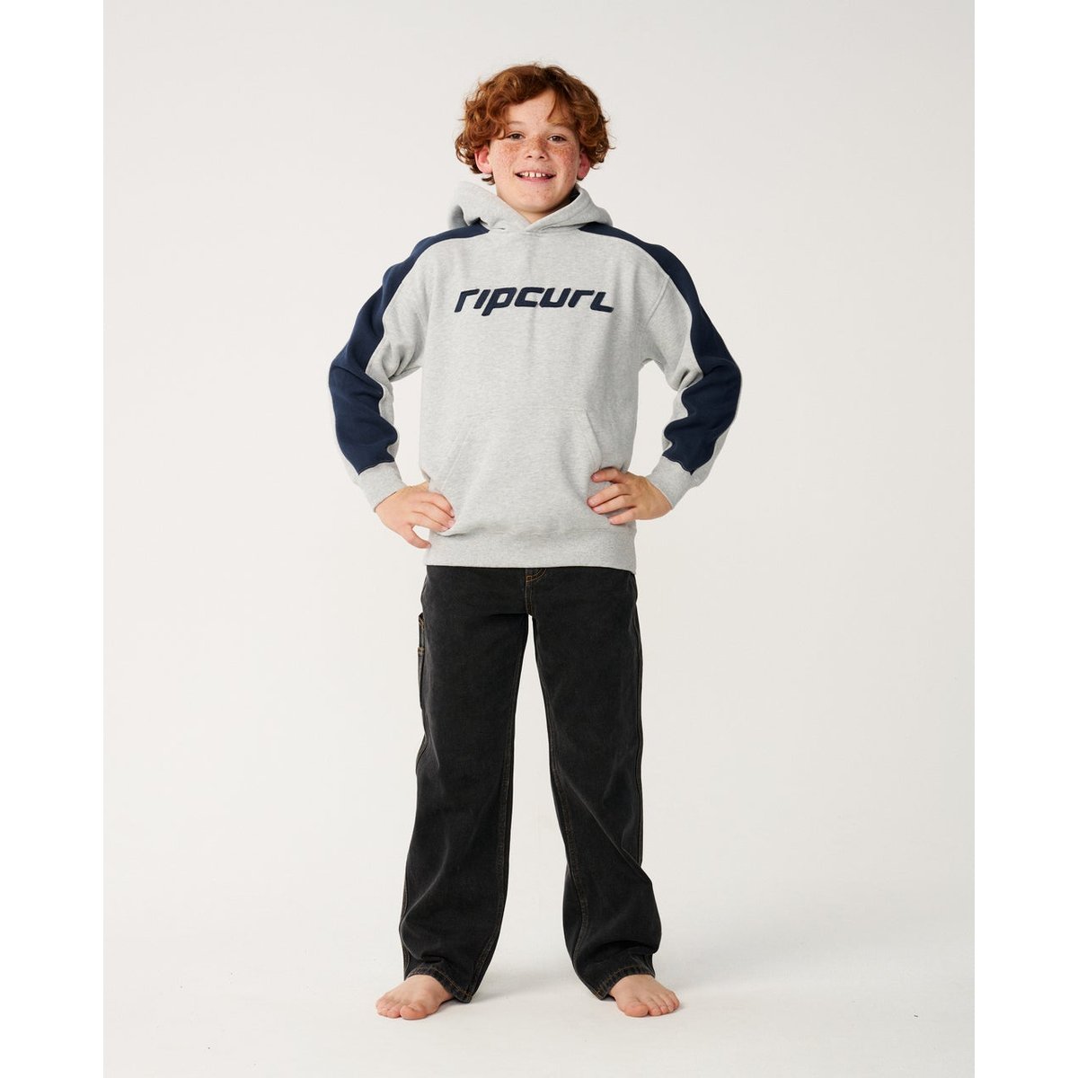 Sweat à capuche enfant ARCHIVE PANEL grey marle, RIP CURL