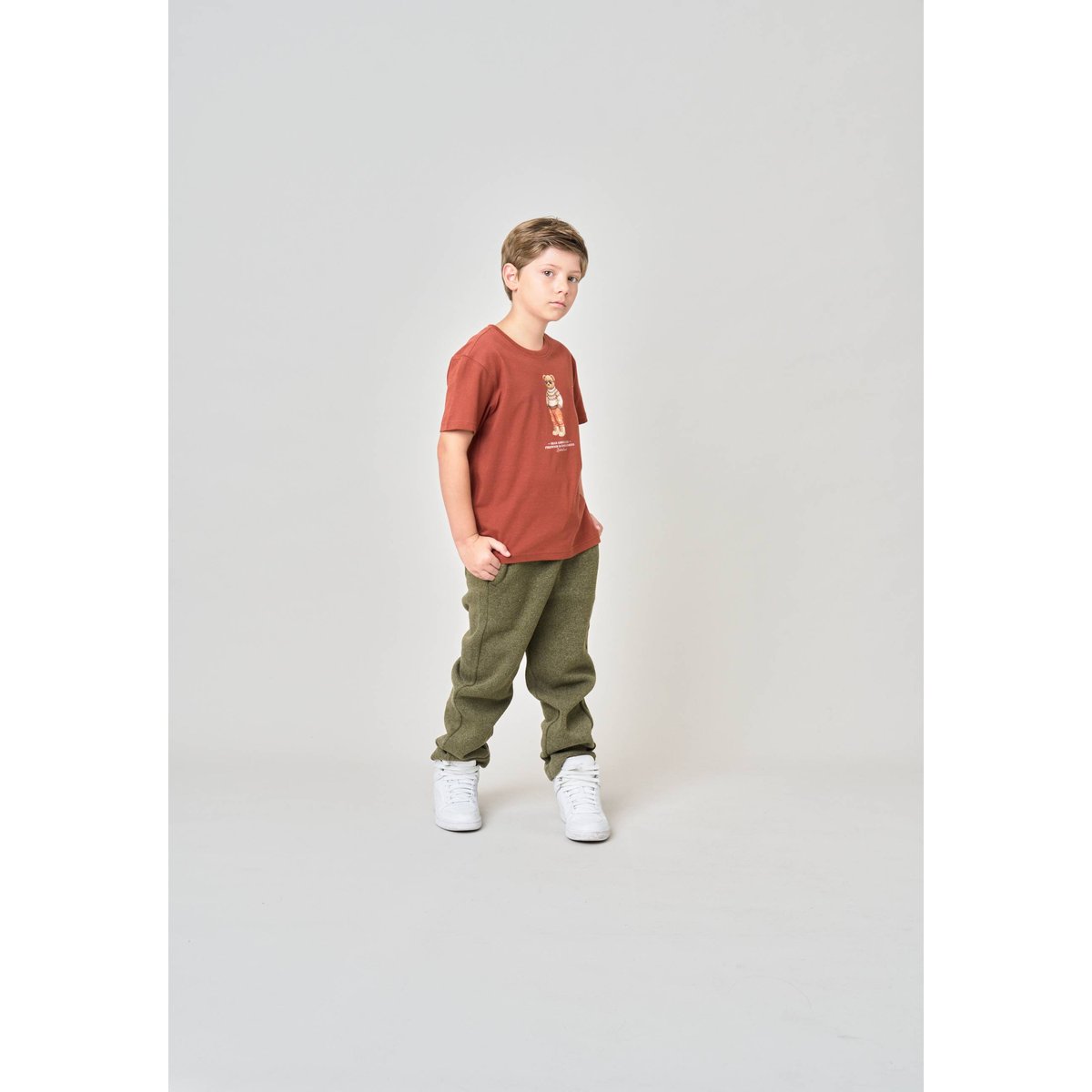 T-shirt regular garçon en 100% coton jersey imprimé ours COSYBEAR cognac, DEELUXE