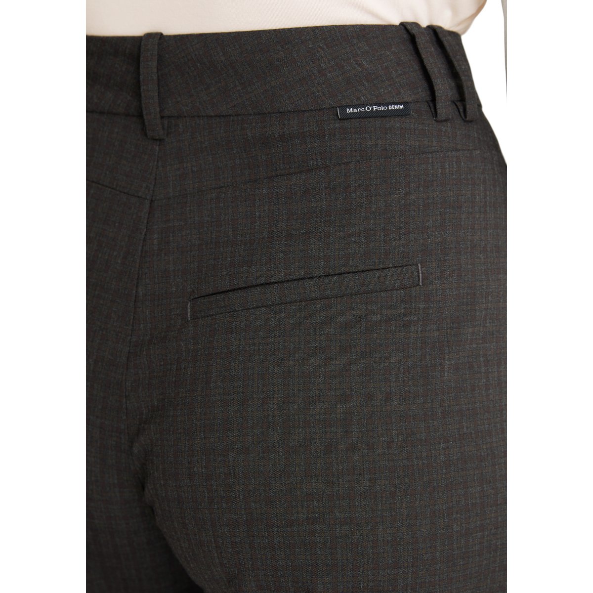 Pantalon à carreaux, coupe décontractée en un mélange de matières souples gris, MARC O’POLO DENIM