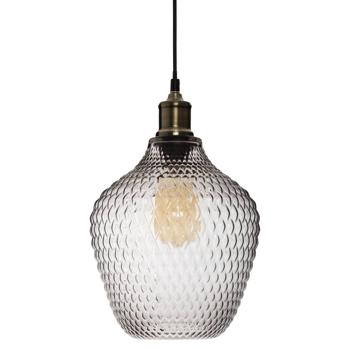 Suspension en verre texturé OMAHA transparent, ATMOSPHERA