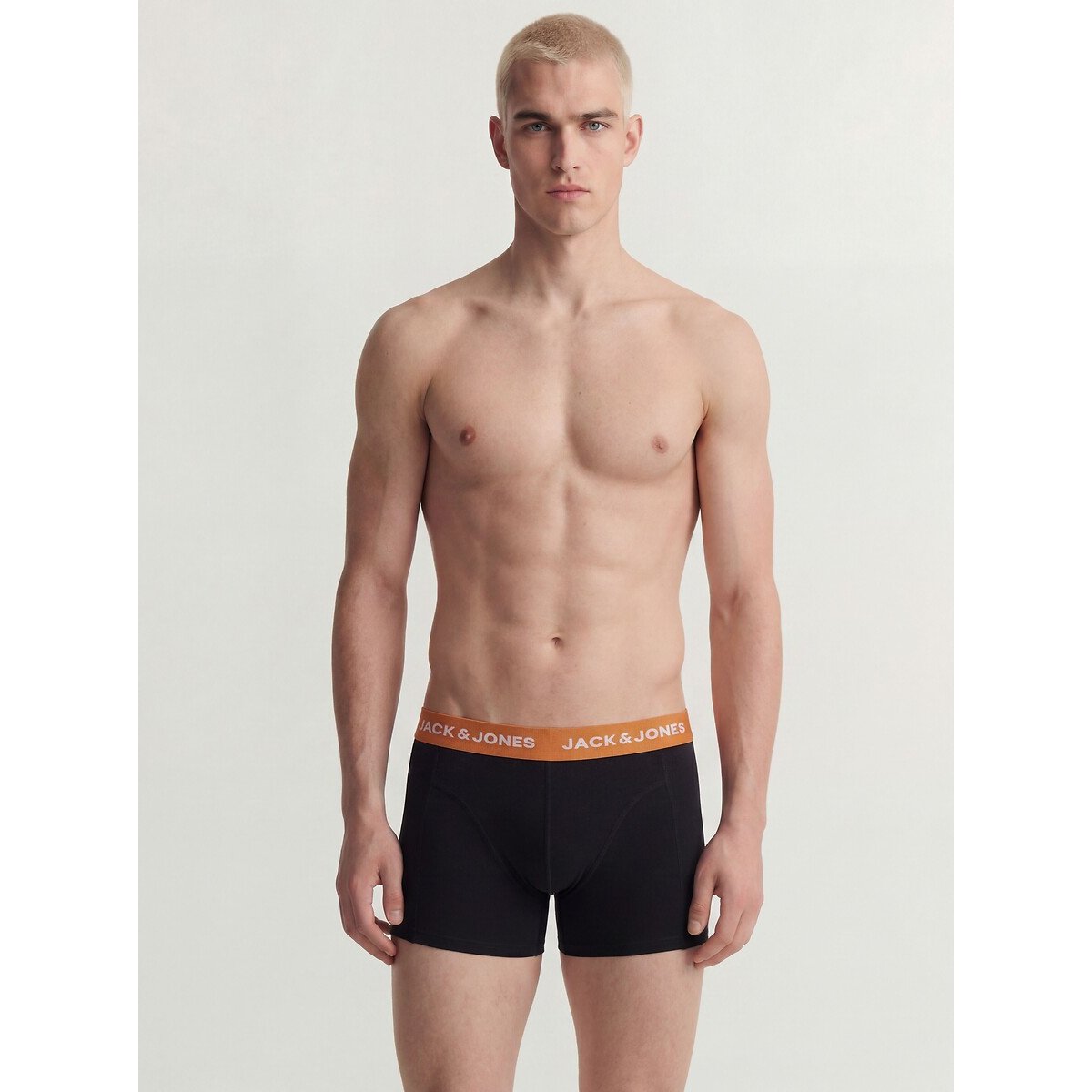 Lot de 5 boxers unis noir + ceint. multicolore, JACK & JONES