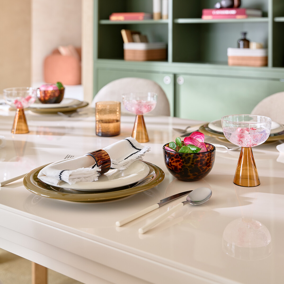 Lot de 4 serviettes de table lin/coton, Menorca ecru, LA REDOUTE INTERIEURS